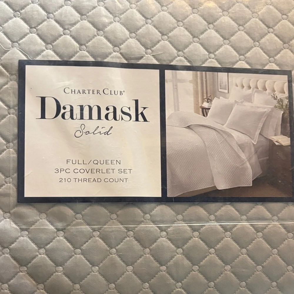 Charter Club Damask Solid Coverlet Set - blue gray